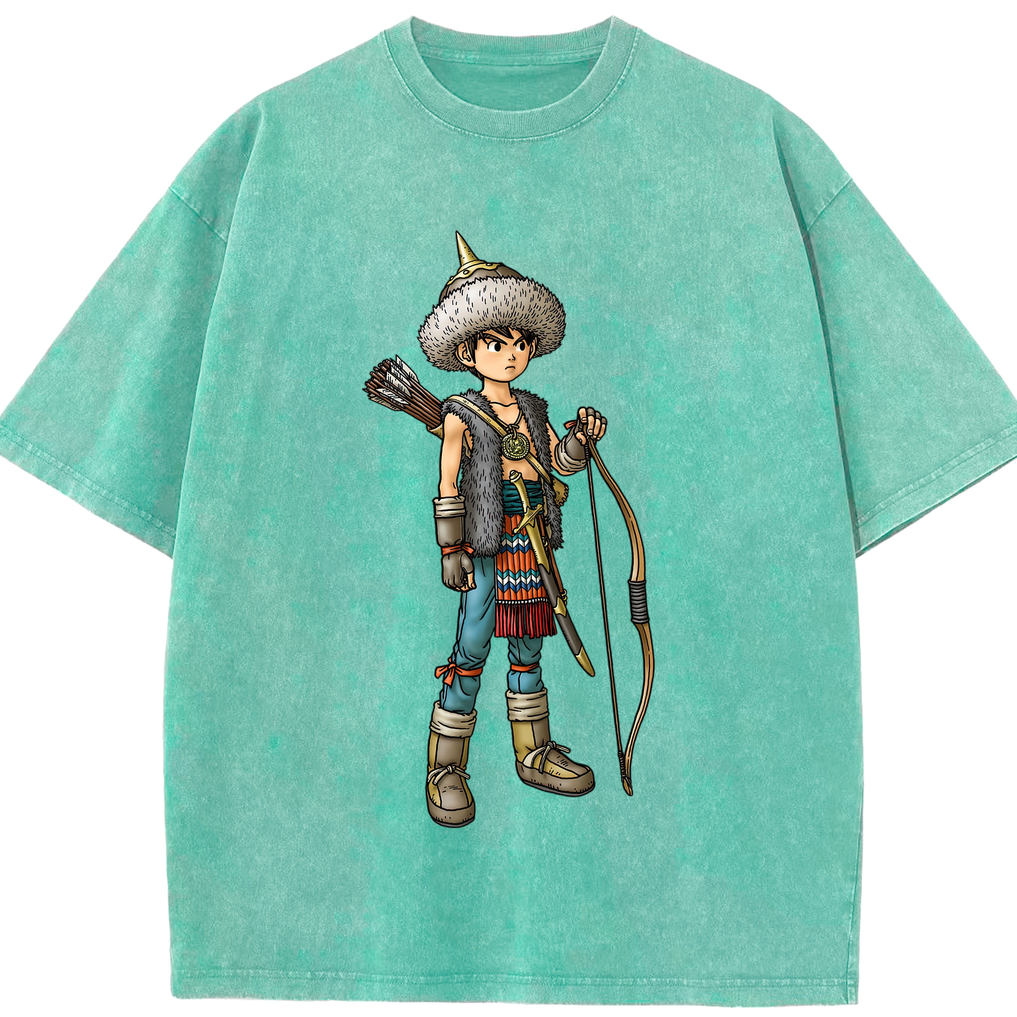 （画像用） ドラゴンクエスト Doragon Kuesuto Dragon Quest 綿100% ヴィンテージ風 半袖Tシャツ（フロントプリント）
